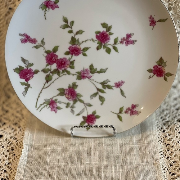 Vintage Meito June 10 1/2" Dinner Plate Pink Roses Gold Trim Japan - Picture 5 of 6